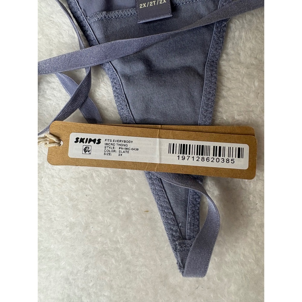 SKIMS Fits Everybody Micro Thong Slate Blue Grey PN-MIC-0439 Size 2X NWT - Picture 2 of 3